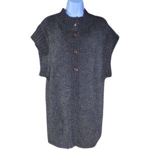 Lapis Brown Short Sleeve Button Up Long Cardigan Sweater Size Large Academia